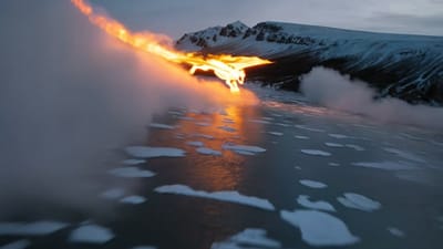 Fire Dragon Over the Frozen Fjord