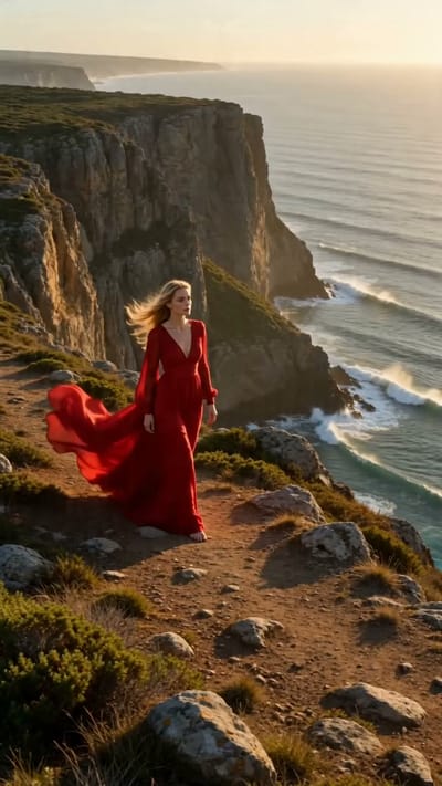 Red Dress on the Edge
