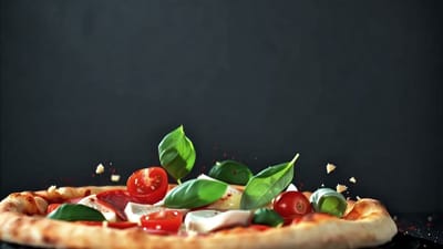Pizza Ingredients in Midair